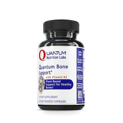 Quantum Nutrition Labs Quantum Bone Health - Bone Health Vitamins, Bone Strength Supplement for Women and Men, Organic Calcium Supplement with Fermented Vitamin K2, Bone Health Support - 90 Capsules - dailyvitalstore