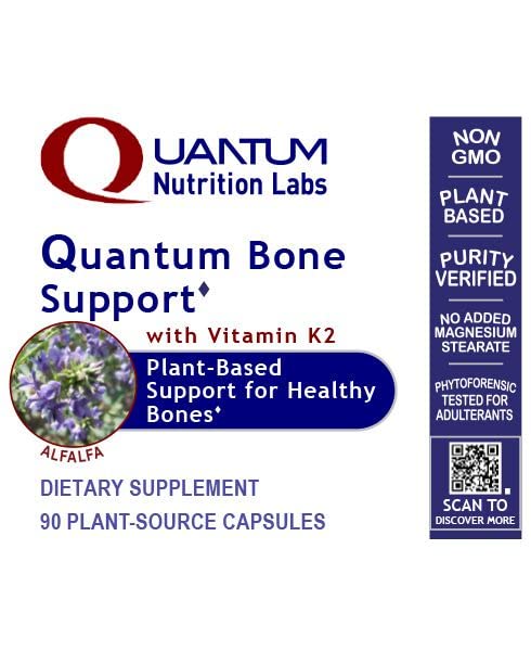 Quantum Nutrition Labs Quantum Bone Health - Bone Health Vitamins, Bone Strength Supplement for Women and Men, Organic Calcium Supplement with Fermented Vitamin K2, Bone Health Support - 90 Capsules - dailyvitalstore