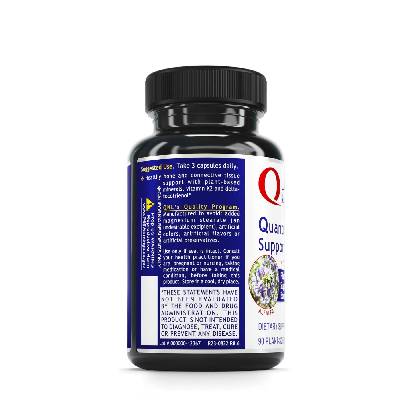 Quantum Nutrition Labs Quantum Bone Health - Bone Health Vitamins, Bone Strength Supplement for Women and Men, Organic Calcium Supplement with Fermented Vitamin K2, Bone Health Support - 90 Capsules - dailyvitalstore