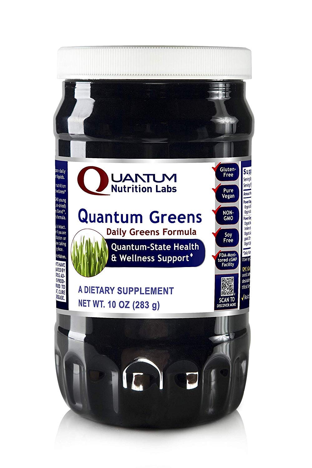 Quantum Nutrition Labs Quantum Organic Greens- Super Greens Powder, Greens Superfood Powder for Drinks, Green Juice, Nutrition Support, Supergreens for Men & Women, Spinach, Alfalfa, Chlorella - 10 oz - dailyvitalstore