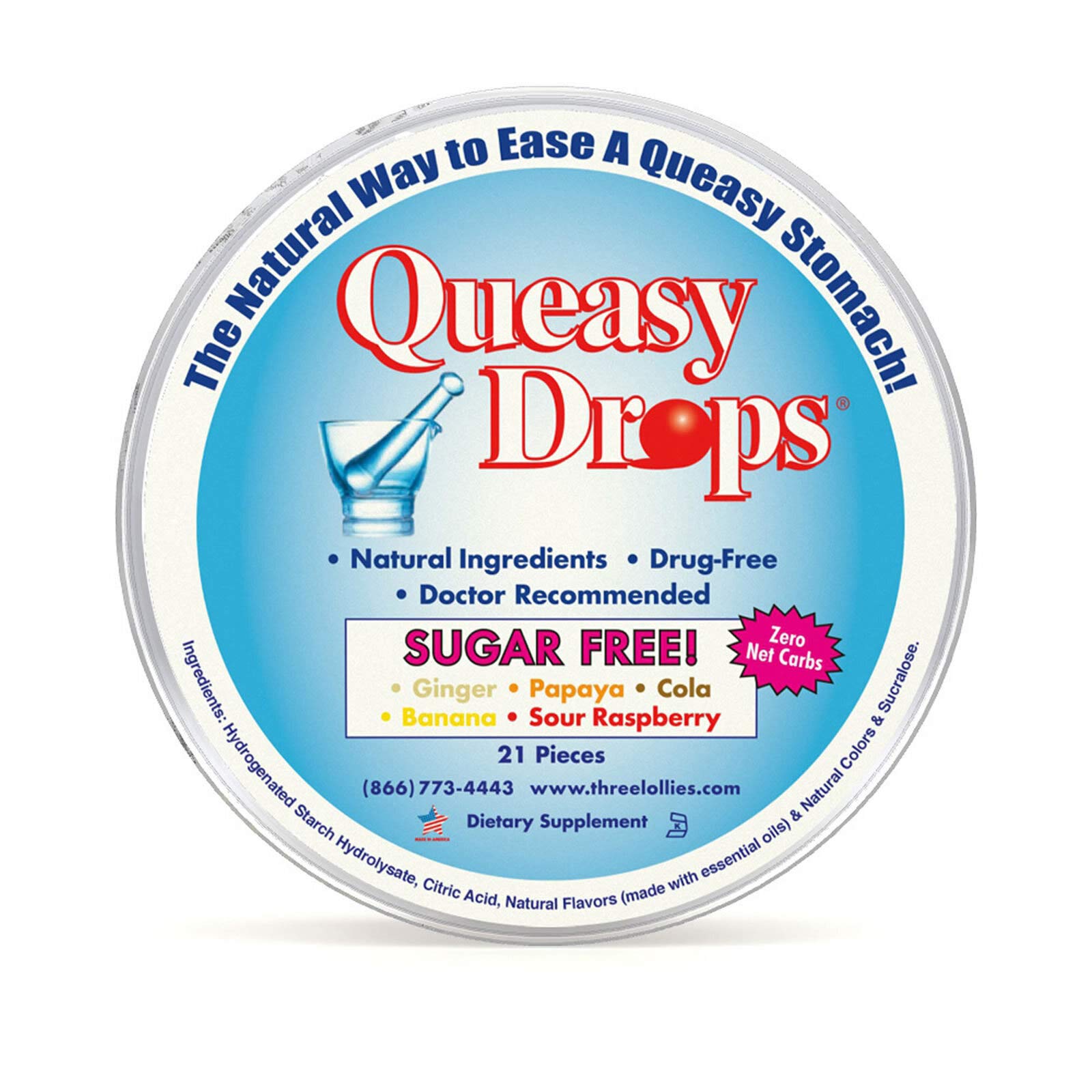 Queasy Drops Sugar Free! 21 Lozenges - dailyvitalstore