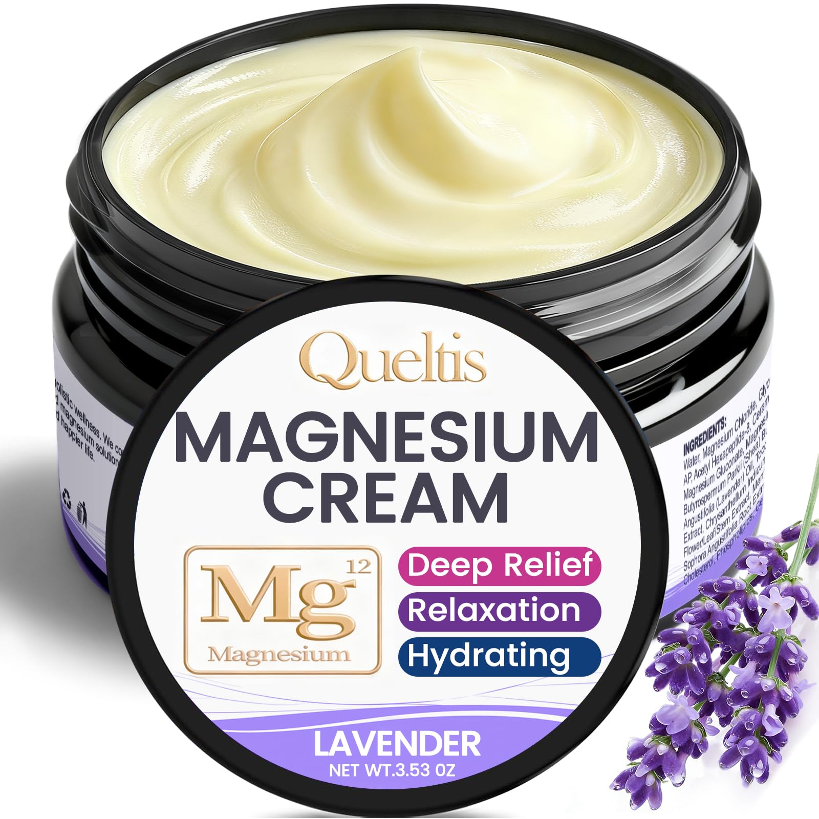 QUELTIS Magnesium Cream, Magnesium Lotion for Sleep, Pain & Leg Cramps, Topical Magnesium Chloride Cream for Muscle Relaxation, Calm, Moisturizing - dailyvitalstore
