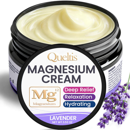 QUELTIS Magnesium Cream, Magnesium Lotion for Sleep, Pain & Leg Cramps, Topical Magnesium Chloride Cream for Muscle Relaxation, Calm, Moisturizing - dailyvitalstore