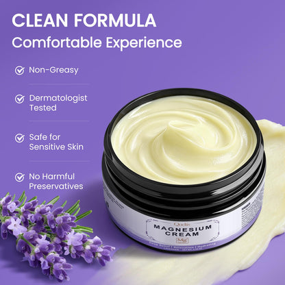 QUELTIS Magnesium Cream, Magnesium Lotion for Sleep, Pain & Leg Cramps, Topical Magnesium Chloride Cream for Muscle Relaxation, Calm, Moisturizing - dailyvitalstore