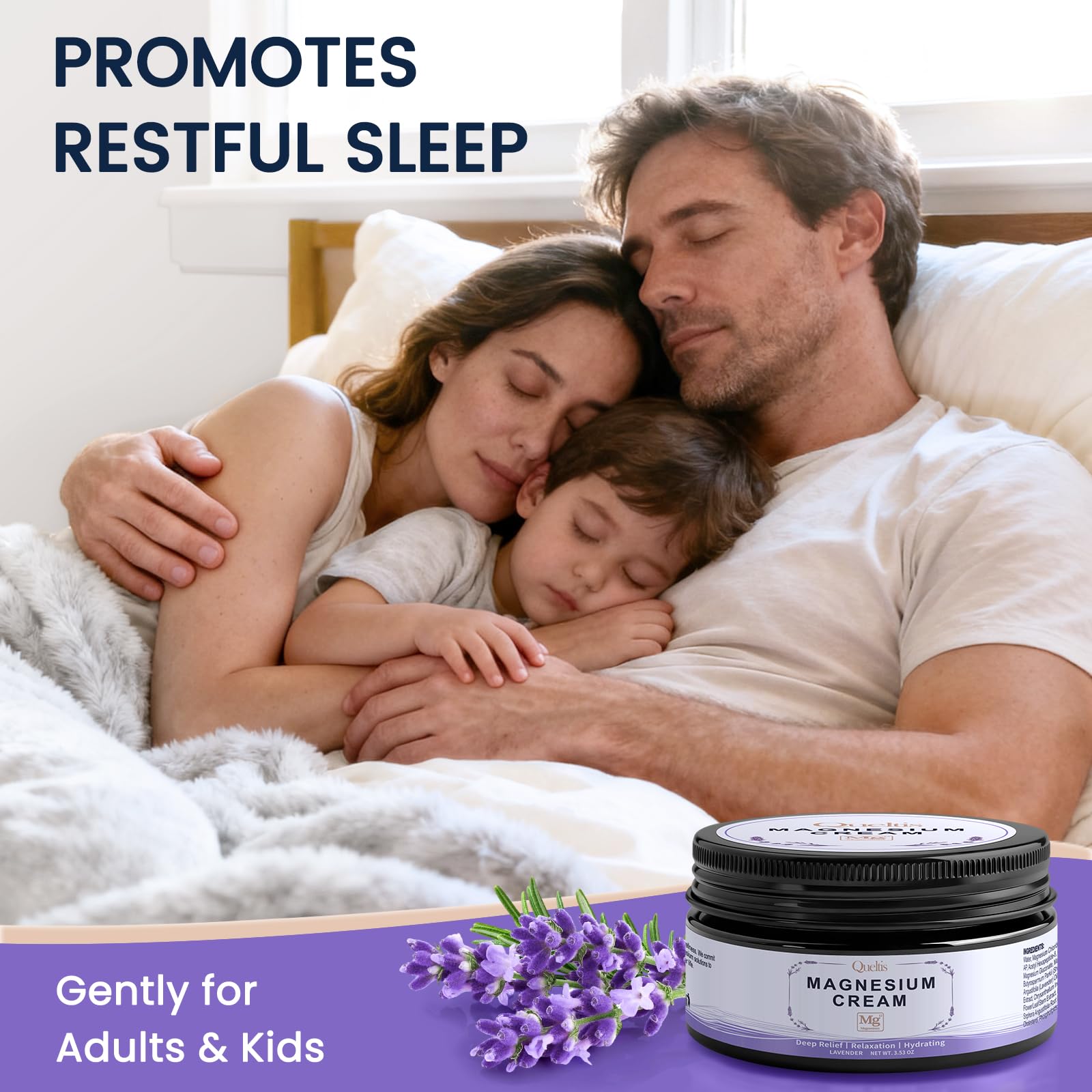 QUELTIS Magnesium Cream, Magnesium Lotion for Sleep, Pain & Leg Cramps, Topical Magnesium Chloride Cream for Muscle Relaxation, Calm, Moisturizing - dailyvitalstore