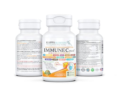 Quercetin 1,000mg, Vitamin C 1,000mg, Zinc 50mg, Vitamin D3 5,000iu, Selenium, Copper, Acerola, Ginger, Rutin, Bitter Orange, Rose Hips, Echinacea, Immune C Plus, 14 in 1 Immune C Plus (90 Count) - dailyvitalstore