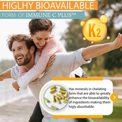 Quercetin 1,000mg, Vitamin C 1,000mg, Zinc 50mg, Vitamin D3 5,000iu, Selenium, Copper, Acerola, Ginger, Rutin, Bitter Orange, Rose Hips, Echinacea, Immune C Plus, 14 in 1 Immune C Plus (120 Count) - dailyvitalstore