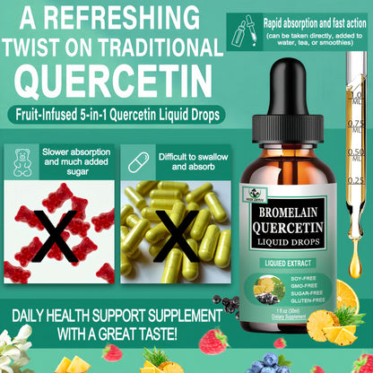 Quercetin Liquid Drops, Quercetin with Bromelain Elderberry Nettle Leaf Vitamin C Liquid Supplements, High Absorption Quercetin Liquid Drops for Women Men, Healthy Immune Antioxidant Support, Non-GMO - dailyvitalstore