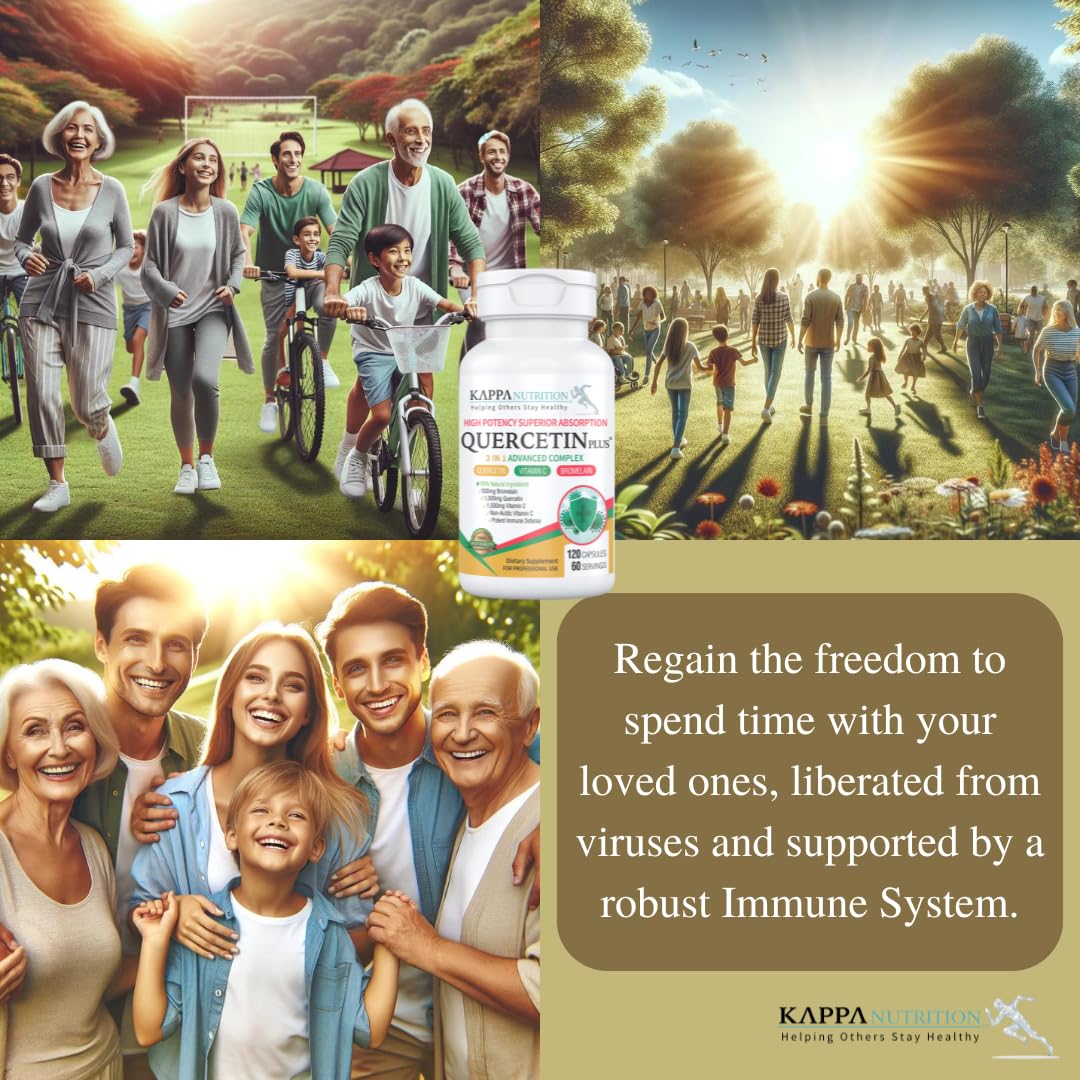 QUERCETIN PLUS, Quercetin 1,000mg, Bromelain 500mg and Vitamin C 1,000mg, (120 Capsules), 3 in 1 from Bioflavonoids, Supports Immune, Cardiovascular & Respiratory Health, Seasonal Allergy Relief. - dailyvitalstore