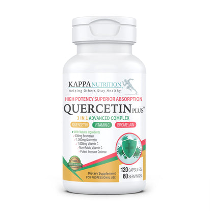 QUERCETIN PLUS, Quercetin 1,000mg, Bromelain 500mg and Vitamin C 1,000mg, (120 Capsules), 3 in 1 from Bioflavonoids, Supports Immune, Cardiovascular & Respiratory Health, Seasonal Allergy Relief. - dailyvitalstore
