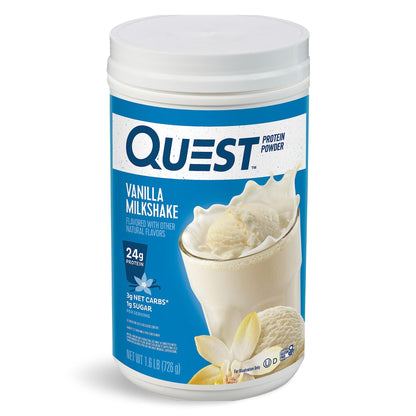 Quest Nutrition Vanilla Milkshake Protein Powder, 24g of Protein, 1g of Sugar, Low Carb, Gluten Free, 1.6 Pound, 23 Servings - dailyvitalstore