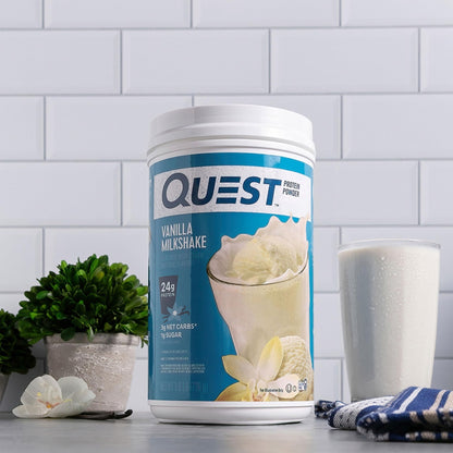 Quest Nutrition Vanilla Milkshake Protein Powder, 24g of Protein, 1g of Sugar, Low Carb, Gluten Free, 1.6 Pound, 23 Servings - dailyvitalstore