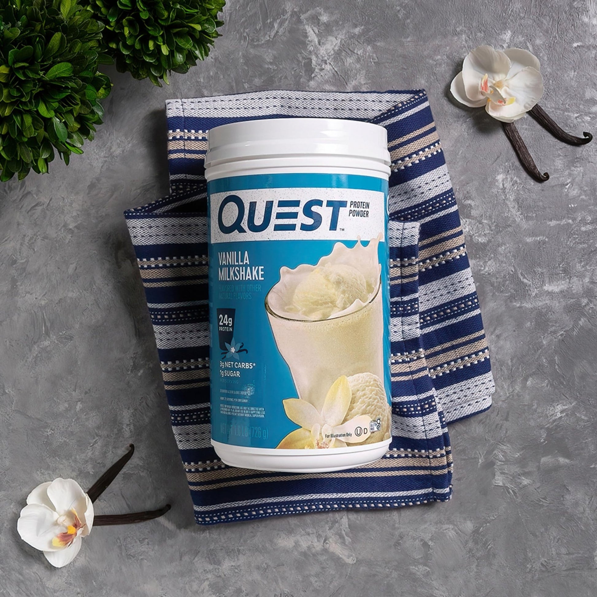 Quest Nutrition Vanilla Milkshake Protein Powder, 24g of Protein, 1g of Sugar, Low Carb, Gluten Free, 1.6 Pound, 23 Servings - dailyvitalstore