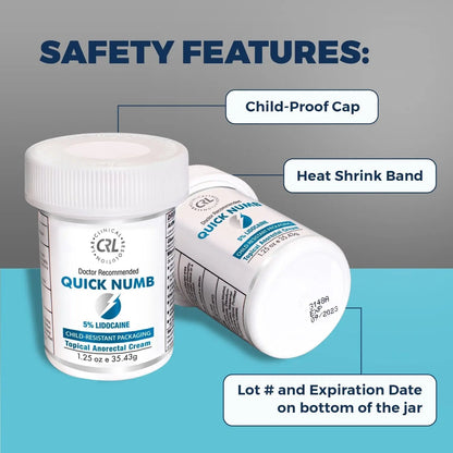 Quick Numb 5% Lidocaine Cream Maximum Strength Liposomal, Fast Itch Burn Pain Relief Cream with Aloe Allantoin Vitamin E, Gentle on Skin Support Healing Hemorrhoid Treatment 1.25 oz - dailyvitalstore