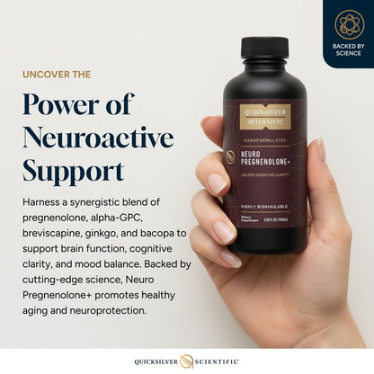 Quicksilver Scientific Neuro Pregnenolone+ - Brain Support Supplement for Neurological Health - Neuroactive Ingredients - Rapid Absorption - Vegan, Sugar-Free & Gluten-Free - 3.38 fl oz (20 Servings) - dailyvitalstore