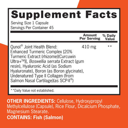 Qunol 5-in-1 Joint Support Supplement, Fast Acting, One Pill Dose, Support Healthy Inflammation Response & Discomfort Caused by Overuse of Joints, Alternative to Glucosamine Chondroitin MSM, 45 Count - dailyvitalstore