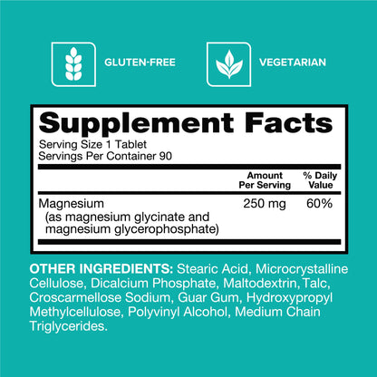 Qunol Magnesium Glycinate Complex, Gentle on Stomach, 250mg One Pill Dose, Superior-Absorption Magnesium, Nerve, - dailyvitalstore