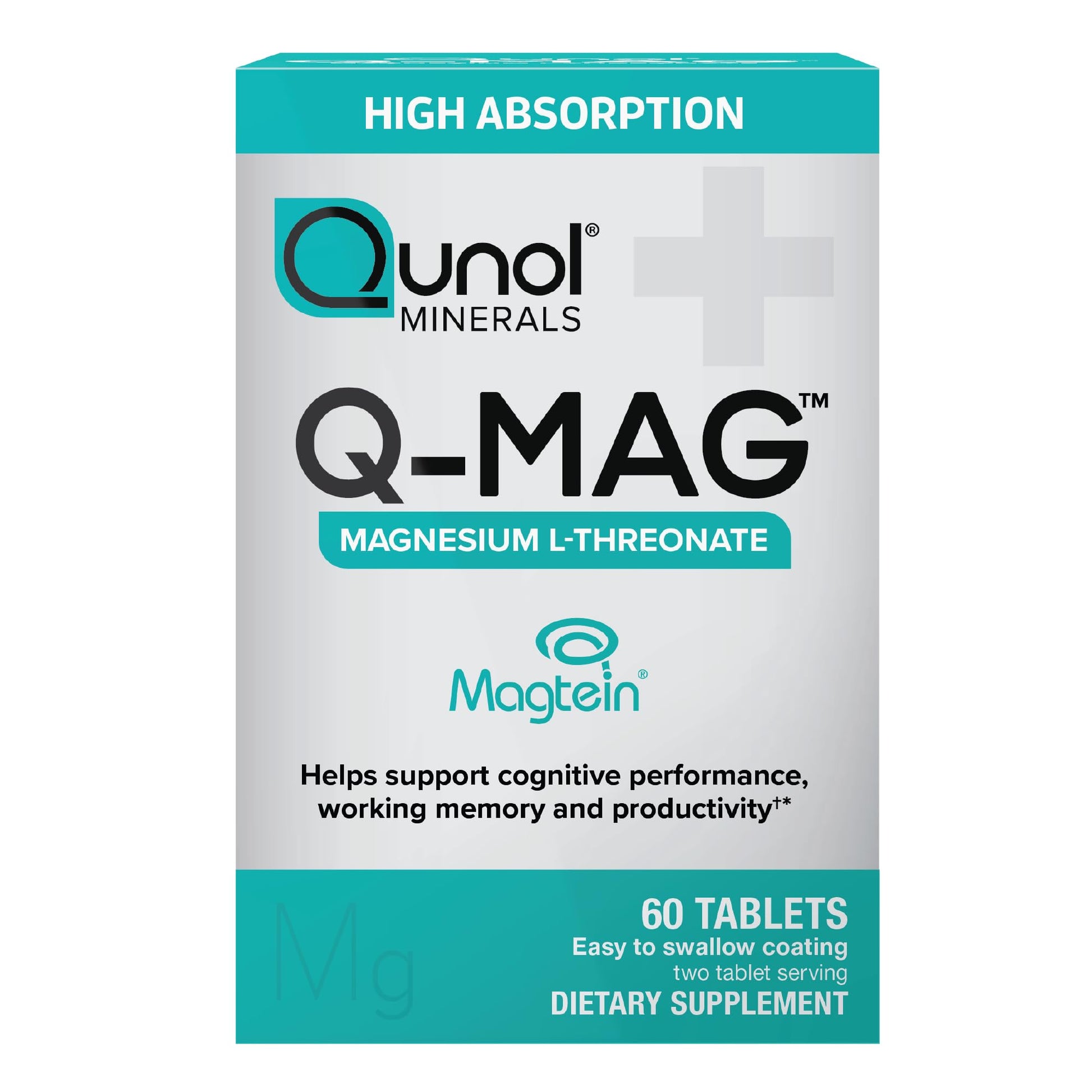 Qunol Q-Mag Magnesium L-Threonate Tablets, 2000mg of Magtein to Help Support Cognitive Performance, Improve Mental Alertness & Productivity, Supports Restful Sleep, High Absorption, 60 Count - dailyvitalstore