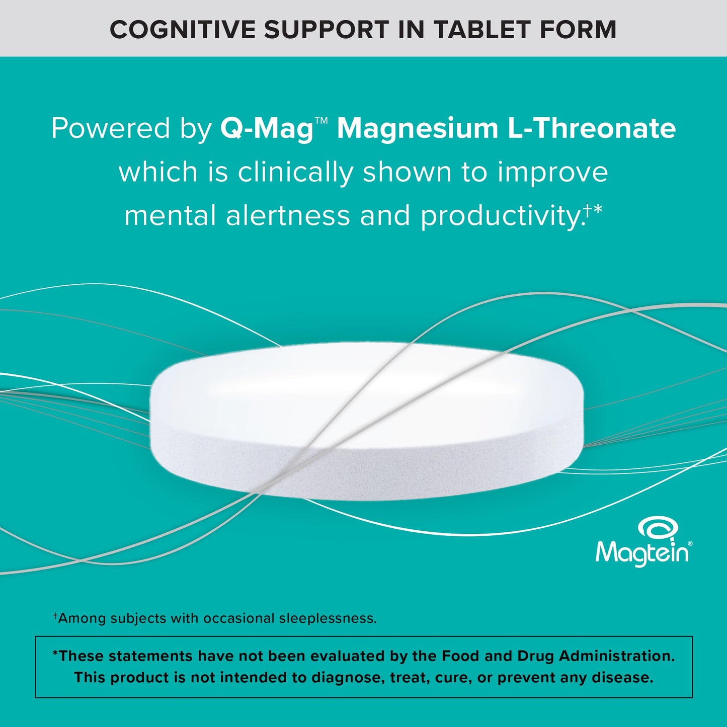 Qunol Q-Mag Magnesium L-Threonate Tablets, 2000mg of Magtein to Help Support Cognitive Performance, Improve Mental Alertness & Productivity, Supports Restful Sleep, High Absorption, 60 Count - dailyvitalstore