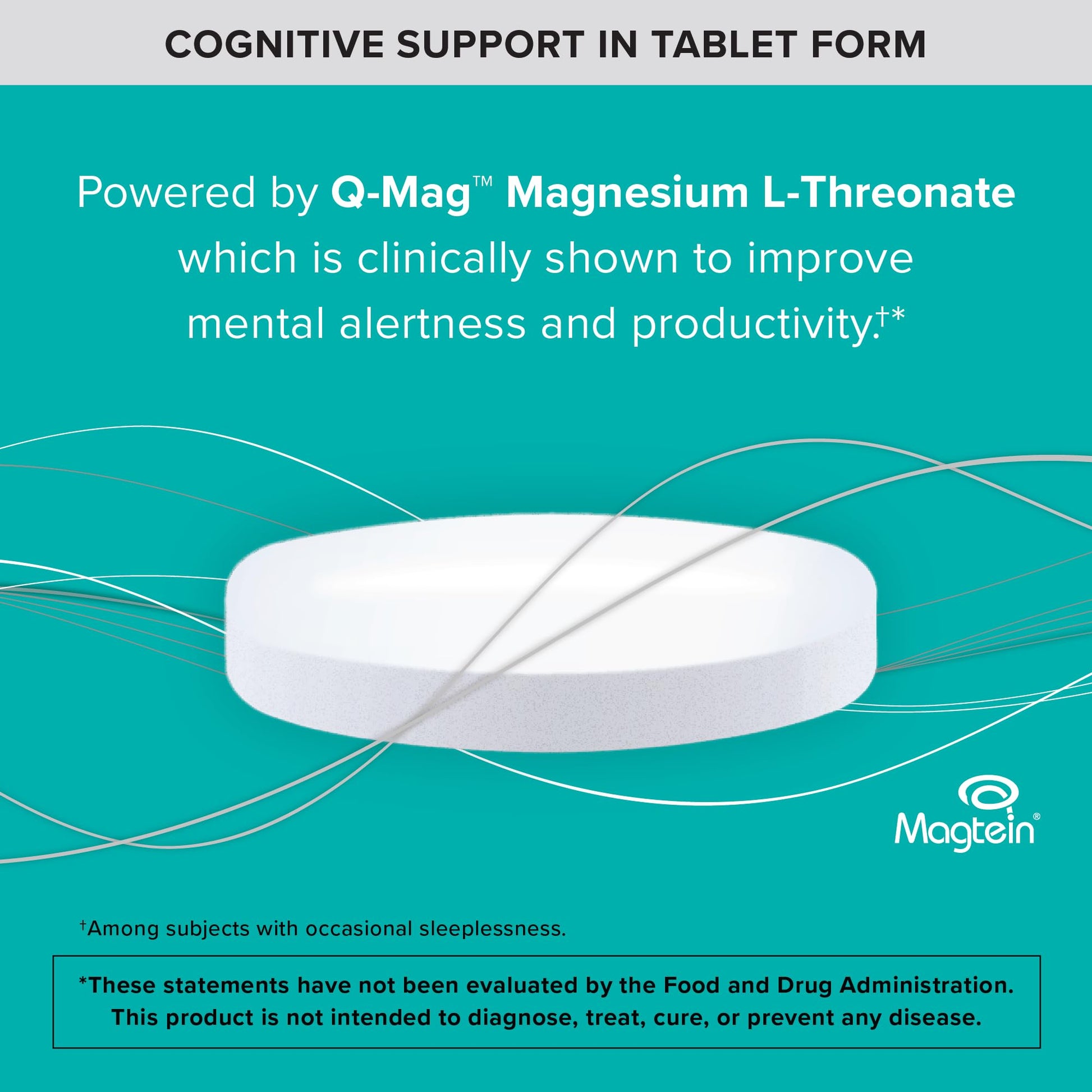 Qunol Q-Mag Magnesium L-Threonate Tablets, 2000mg of Magtein to Help Support Cognitive Performance, Improve Mental Alertness & Productivity, Supports Restful Sleep, High Absorption, 60 Count - dailyvitalstore
