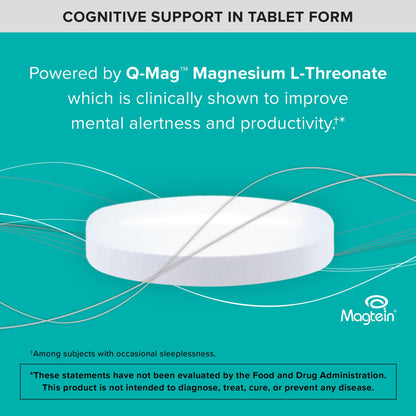 Qunol Q-Mag Magnesium L-Threonate Tablets, 2000mg of Magtein to Help Support Cognitive Performance, Improve Mental Alertness & Productivity, Supports Restful Sleep, High Absorption, 60 Count - dailyvitalstore