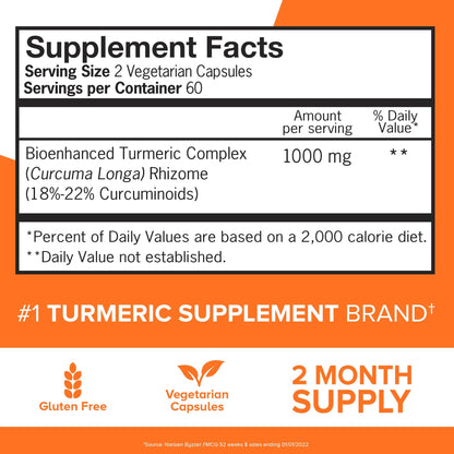 Qunol Turmeric Curcumin Supplement, Turmeric 1000mg With Ultra High Absorption, Joint Support Supplement, Extra Strength Turmeric Capsules, 2 Month Supply, 120 Count (Pack of 1) - dailyvitalstore