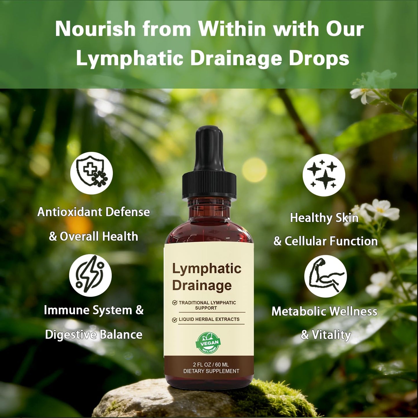 QYGCHUSIN Lymphatic Drainage Drops 2000mg Herbal Blend with Elderberry Echinacea Dandelion Supports Lymphatic System Immune Health 2 fl oz - dailyvitalstore