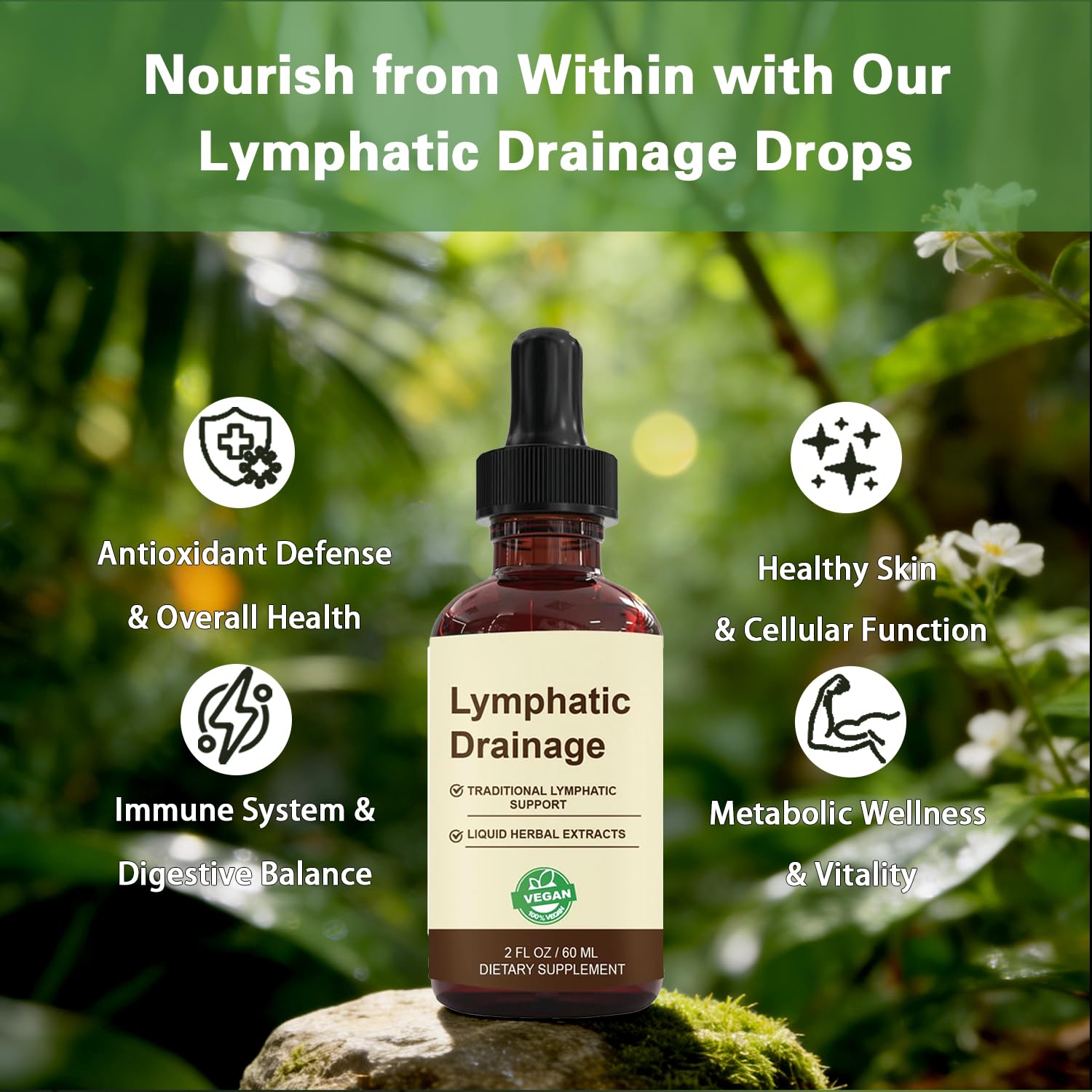 QYGCHUSIN Lymphatic Drainage Drops 2000mg Herbal Blend with Elderberry Echinacea Dandelion Supports Lymphatic System Immune Health 2 fl oz - dailyvitalstore