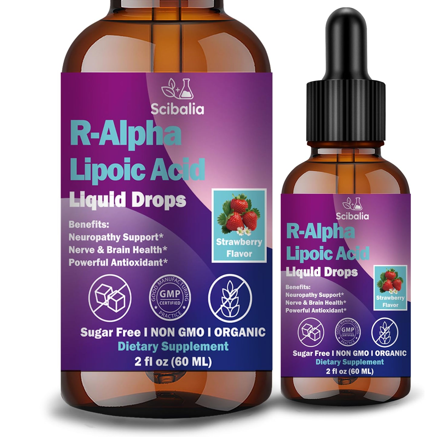 R Alpha Lipoic Acid 600mg Liquid Drops for Neuropathy, Advanced 11-in-1 Stabilized R-ALA Supplement w. Benfotiamine Acetyl L-Carnitine Vitamin C E for Antioxidant Nerve Brain Energy Health Non GMO - dailyvitalstore