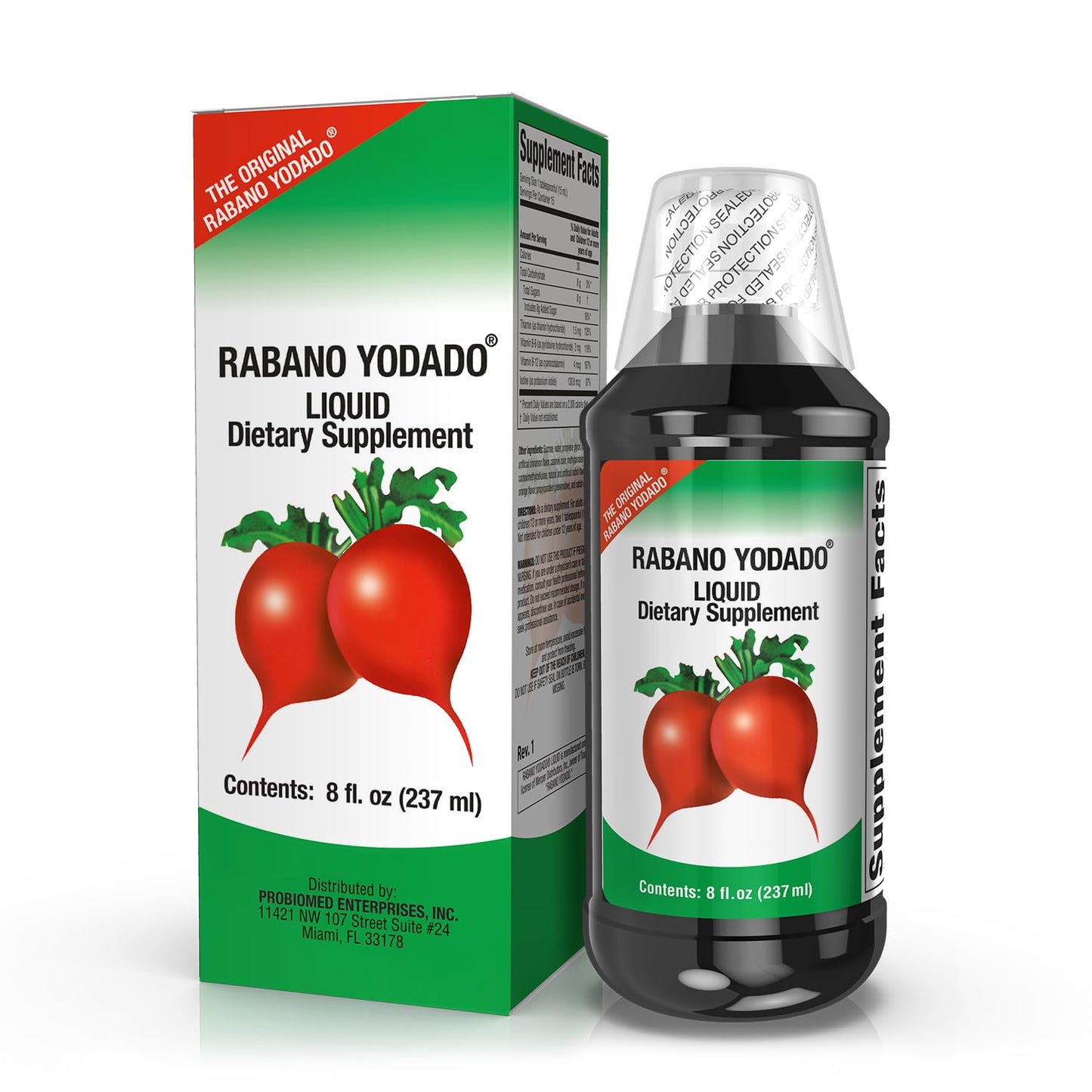 Rabano Yodado Ionized Radish Dietary Liquid Supplement with Iodine, Vitamin B1, B6 & B12, Wellness & Digestive Support, Helps Maintain Natural Energy & Nutrient Balance, 8 Fl Oz, Pack of 1 - dailyvitalstore