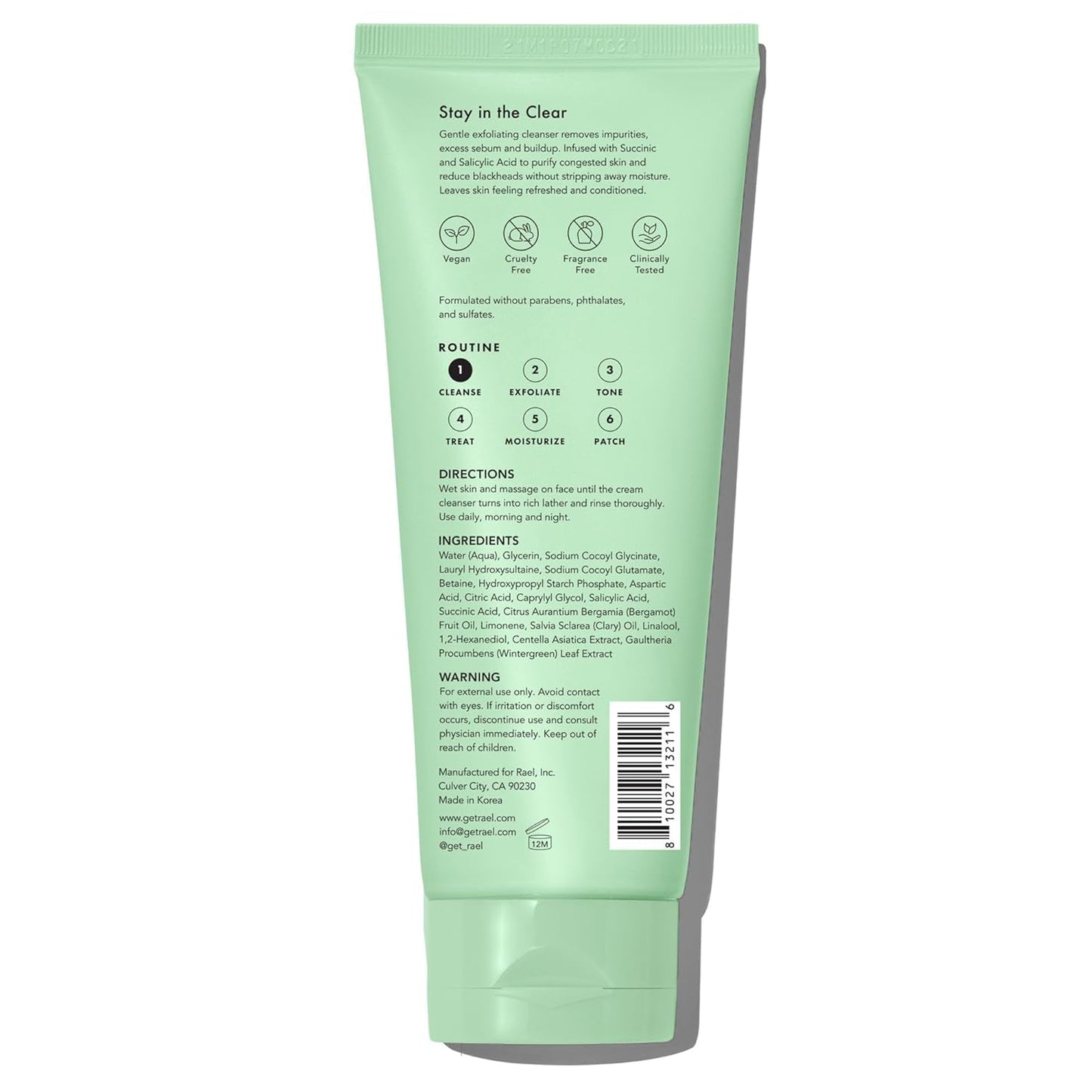 Rael Miracle Clear Facial Cleanser – Makeup Remover, Daily Face Wash, Gentle Deep Pore Cleansing Korean Skin Care for Oily - dailyvitalstore