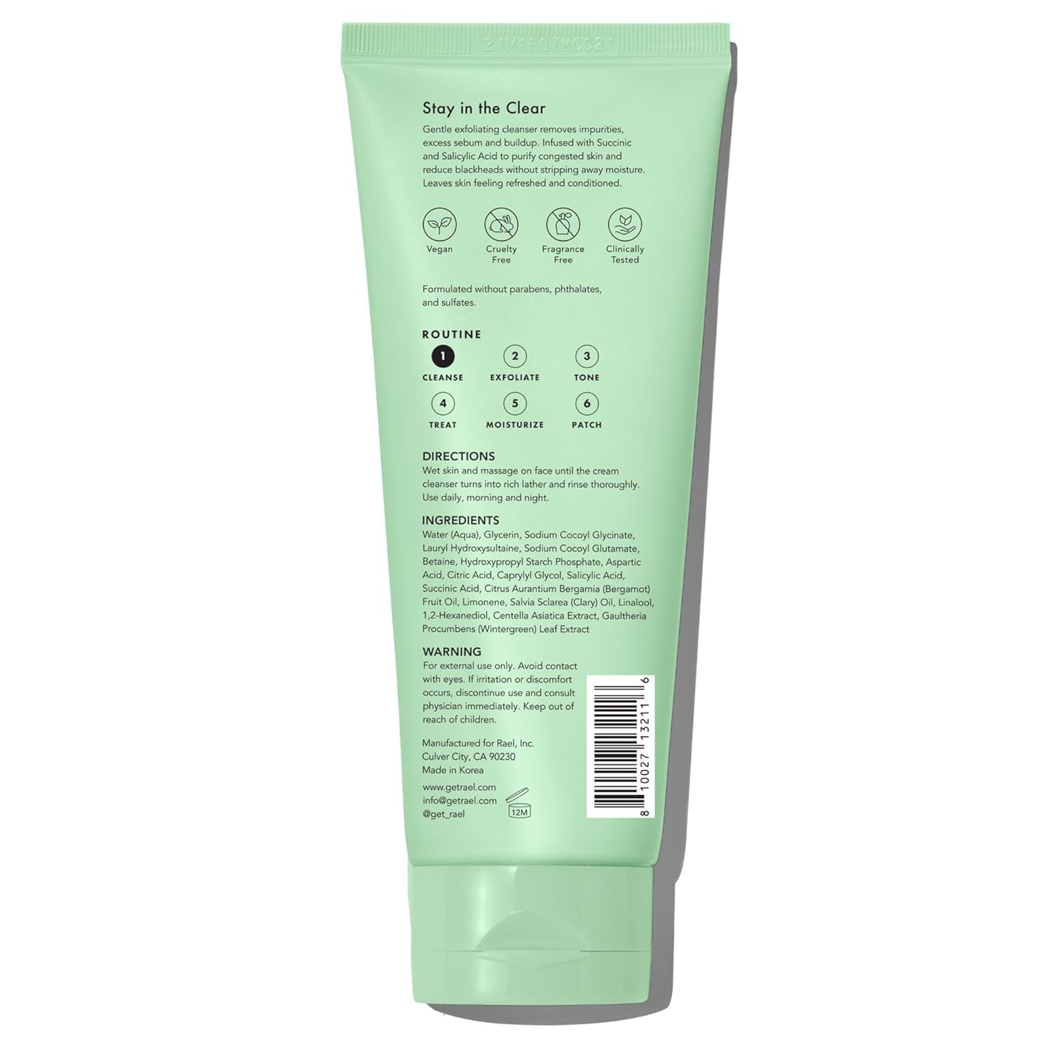 Rael Miracle Clear Facial Cleanser – Makeup Remover, Daily Face Wash, Gentle Deep Pore Cleansing Korean Skin Care for Oily - dailyvitalstore