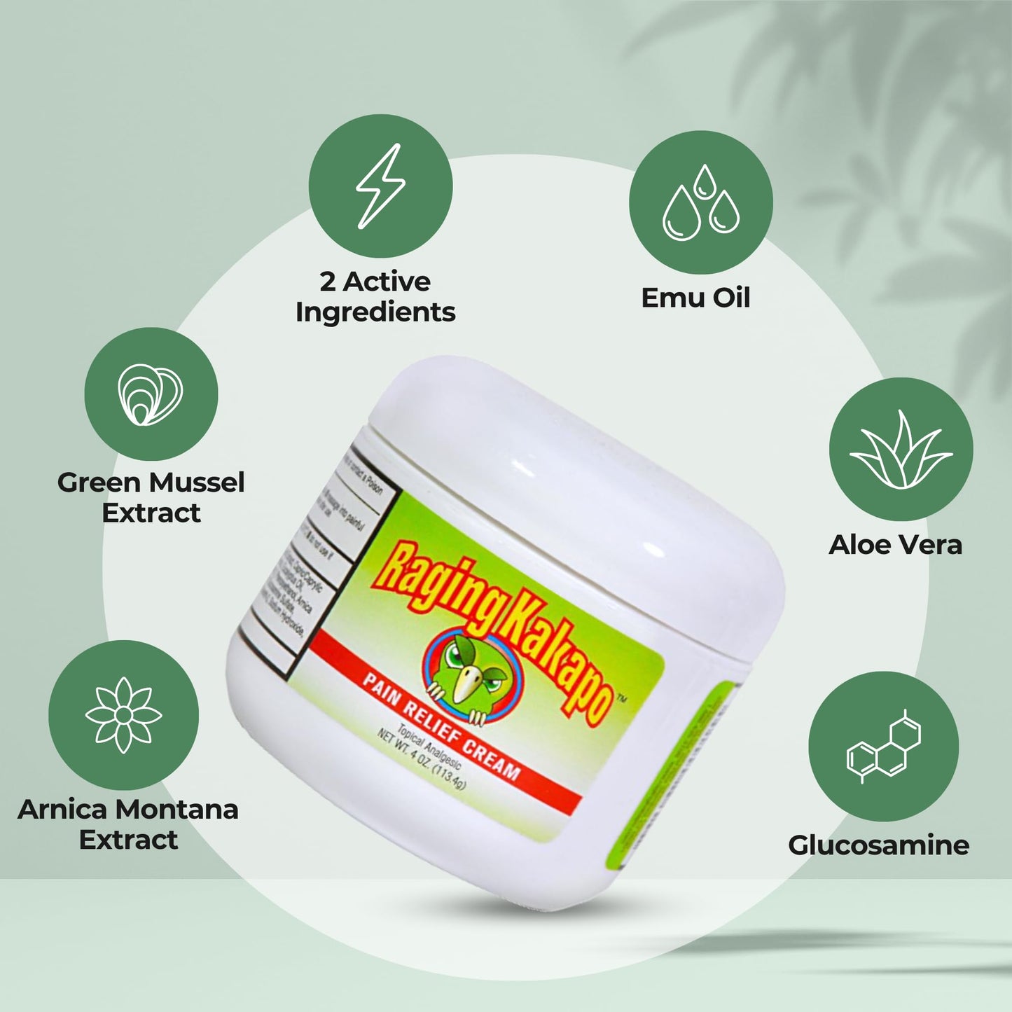 Raging Kakapo Pain Relief Cream 3 Pack - Sore Muscles, Joint Pain & Aches - Odor Free, Non-Greasy Pain Cream - Histamine Dihydrochloride, Capsaicin, Emu Oil, Arnica & More, 4 oz. Jar - dailyvitalstore