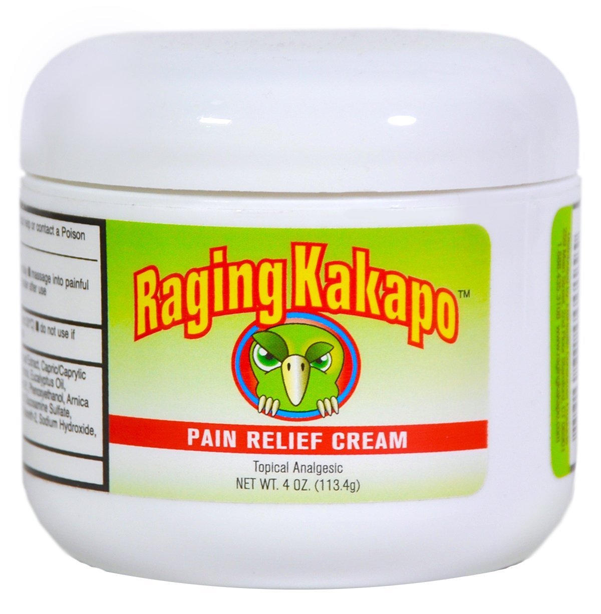Raging Kakapo Pain Relief Cream - Sore Muscles, Joint Pain & Aches - Odor Free, Non-Greasy Pain Cream - Histamine Dihydrochloride, Capsaicin, Emu Oil & More - 4 oz. Jar - dailyvitalstore