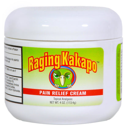 Raging Kakapo Pain Relief Cream - Sore Muscles, Joint Pain & Aches - Odor Free, Non-Greasy Pain Cream - Histamine Dihydrochloride, Capsaicin, Emu Oil & More - 4 oz. Jar - dailyvitalstore