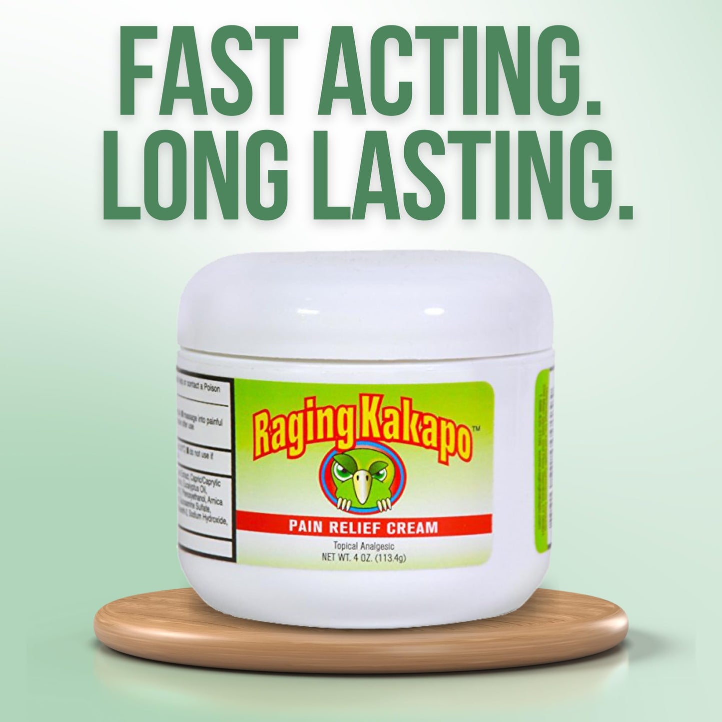 Raging Kakapo Pain Relief Cream - Sore Muscles, Joint Pain & Aches - Odor Free, Non-Greasy Pain Cream - Histamine Dihydrochloride, Capsaicin, Emu Oil & More - 4 oz. Jar - dailyvitalstore