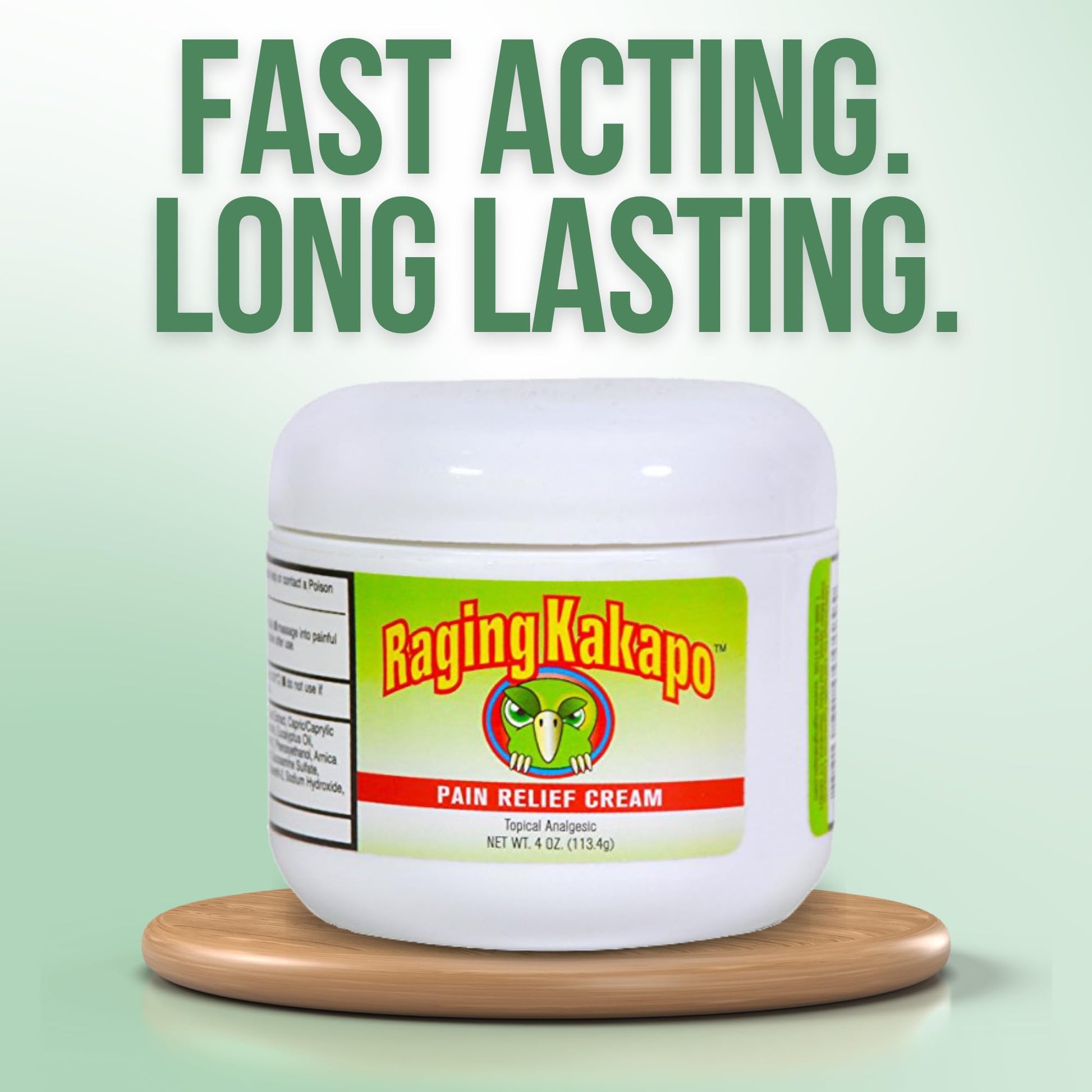 Raging Kakapo Pain Relief Cream - Sore Muscles, Joint Pain & Aches - Odor Free, Non-Greasy Pain Cream - Histamine Dihydrochloride, Capsaicin, Emu Oil & More - 4 oz. Jar - dailyvitalstore