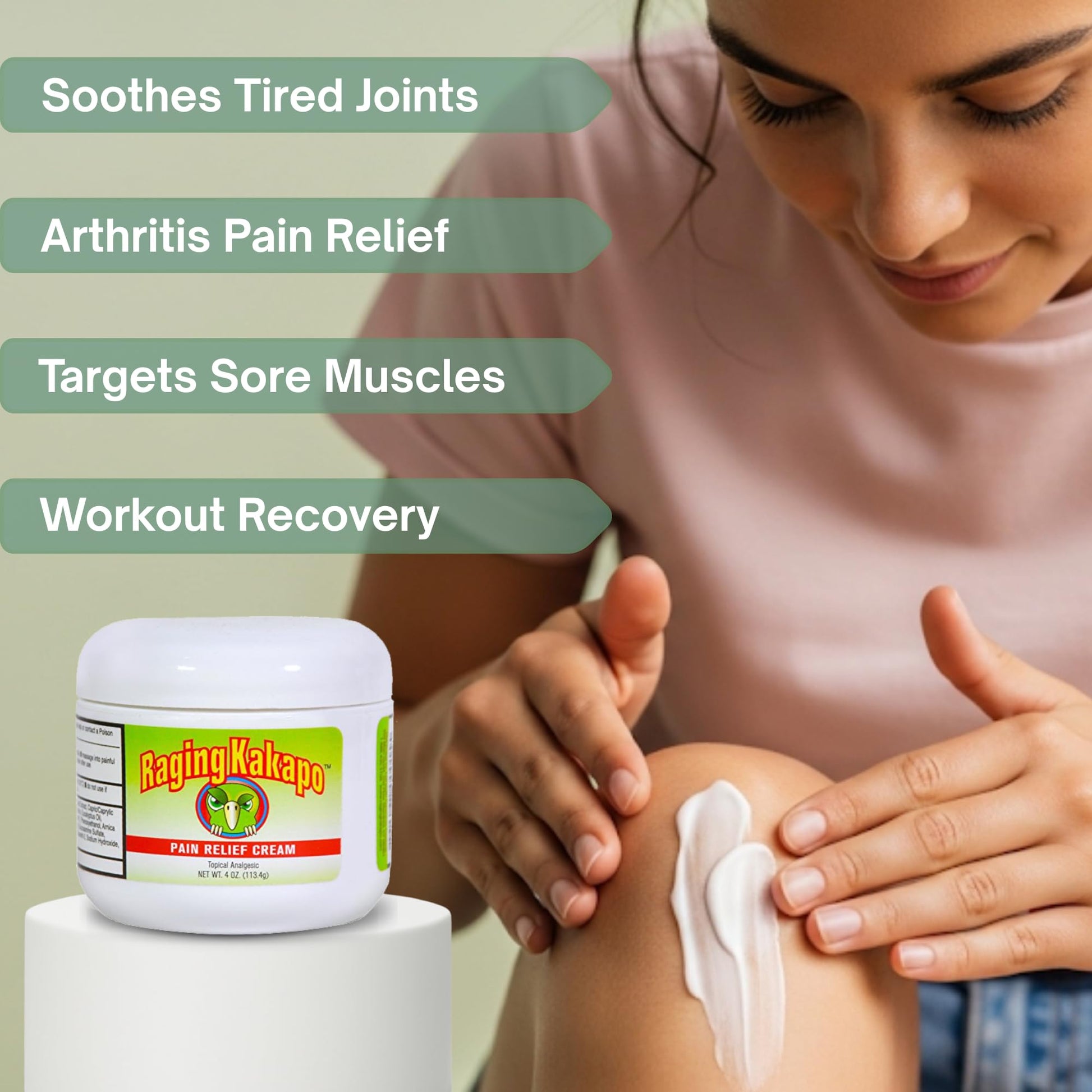 Raging Kakapo Pain Relief Cream - Sore Muscles, Joint Pain & Aches - Odor Free, Non-Greasy Pain Cream - Histamine Dihydrochloride, Capsaicin, Emu Oil & More - 4 oz. Jar - dailyvitalstore