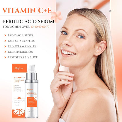 Ragkun 20% Vitamin C Serum, Retinol Serum for Face, Dark Spot Remover for Face, CE Ferulic Acid, Hyaluronic Acid, Hydrate & Plump Skin Care - dailyvitalstore