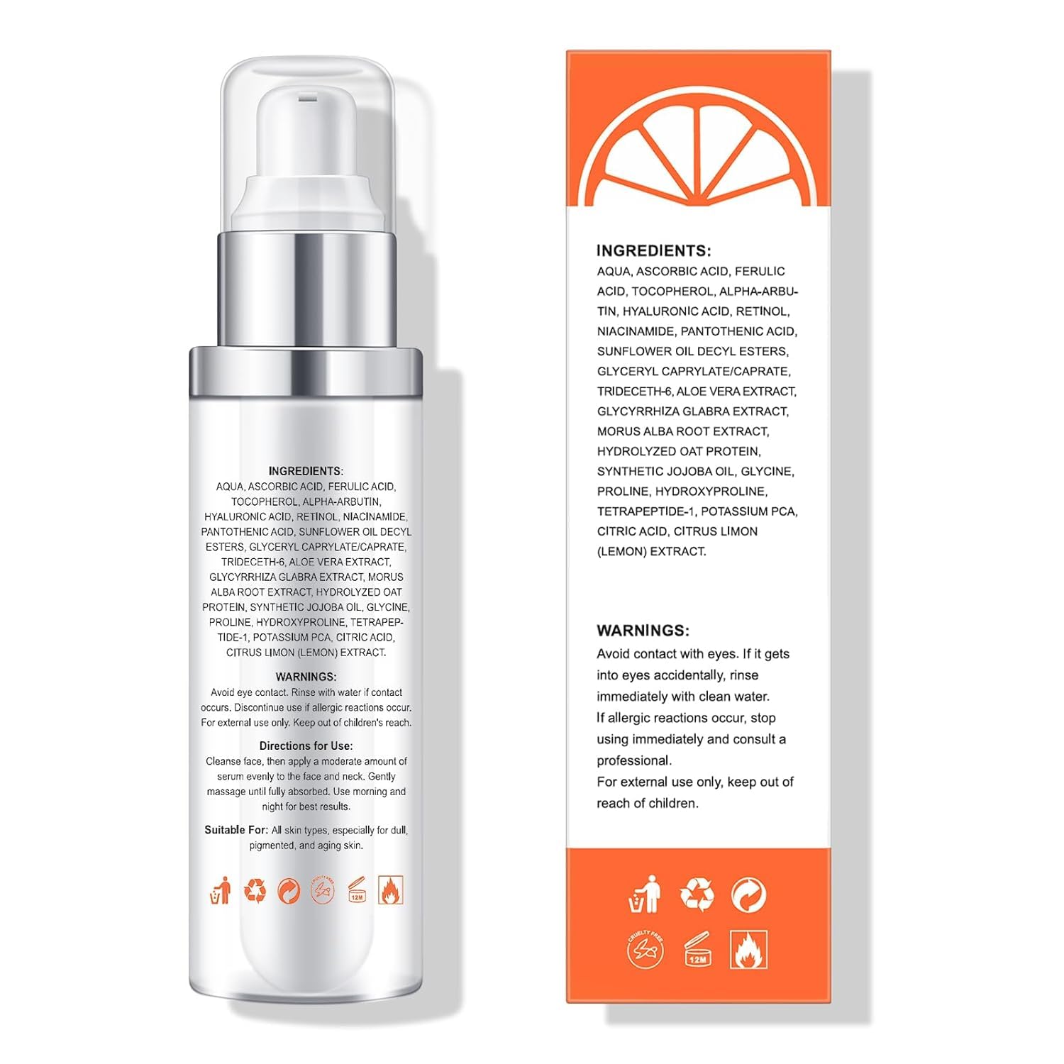 Ragkun 20% Vitamin C Serum, Retinol Serum for Face, Dark Spot Remover for Face, CE Ferulic Acid, Hyaluronic Acid, Hydrate & Plump Skin Care - dailyvitalstore