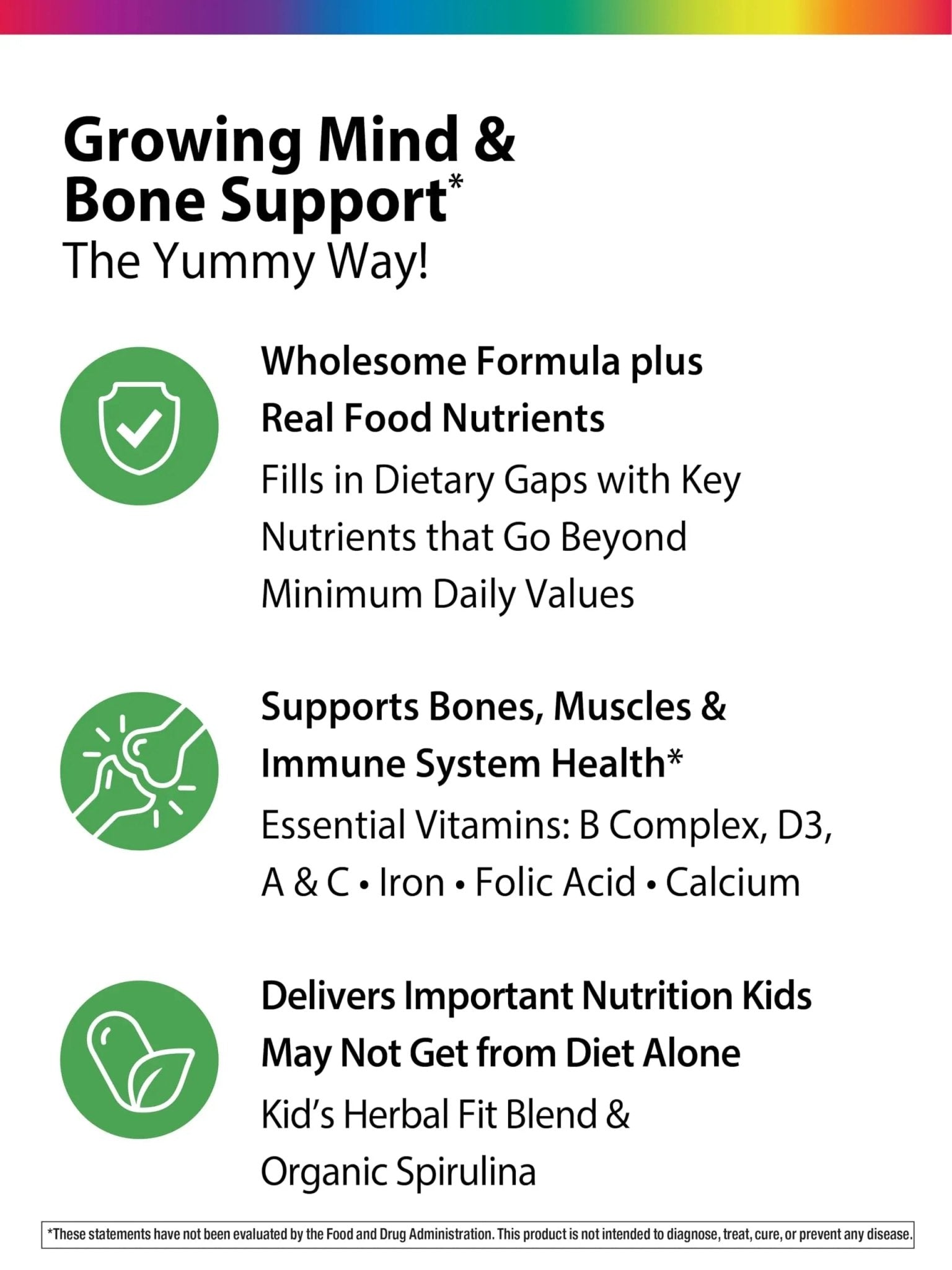 Rainbow Light Kids One + Multivitamin | 50 Chewable Tablets | with Iron & Tummy Friendly Probiotics | Fruit Punch Flavor | Real Food Nutrients - dailyvitalstore