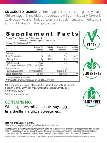 Rainbow Light Probiotic Gummies | 50 Count | Advanced Synbiotic with Prebiotic | for Men, Women & Children | Supports Digestive & Immune Health - dailyvitalstore