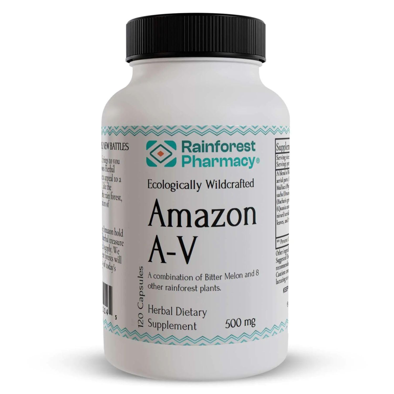 Rainforest Pharmacy Amazon A-V Bitter Melon Supplement – 120 Vegetable Capsules with 500 mg of Bitter Melon, Anamu & 7 Amazon Rainforest Plants – Herbal Supplement for Wellness Support - dailyvitalstore