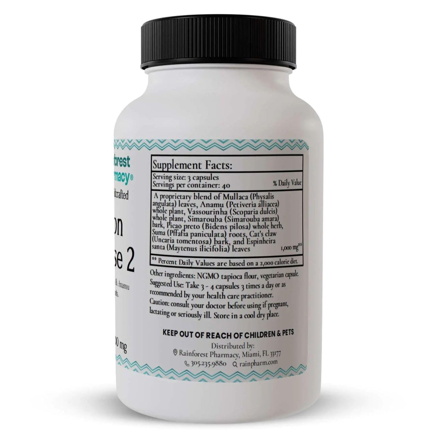 Rainforest Pharmacy N-Tense (2) Wildcrafted Amazon Rainforest Herbal Supplement to Support Cellular Health 500mg | 120 Vegetable Capsules with Mullaca, Anamu, Cat’s Claw, Suma - dailyvitalstore