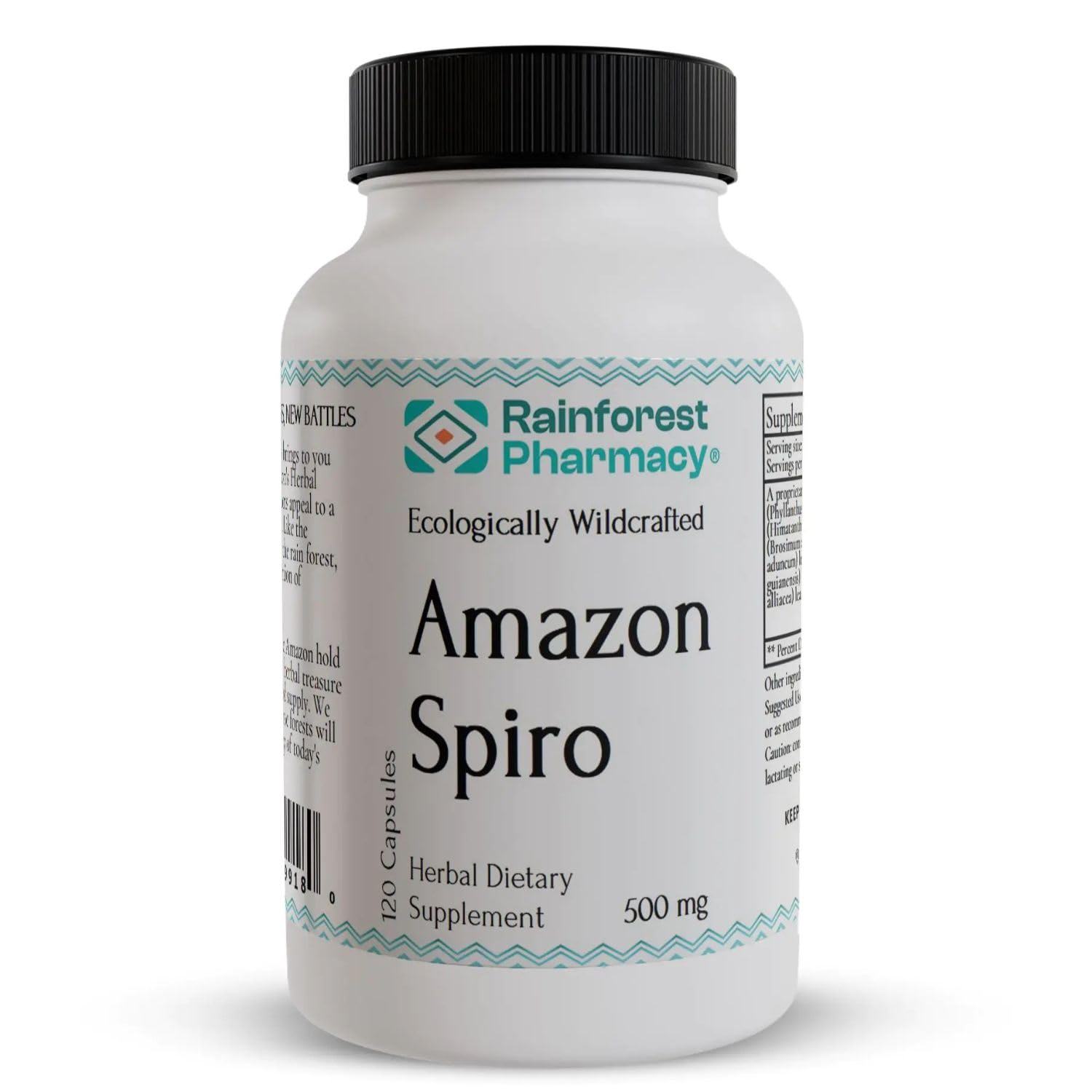 Rainforest Pharmacy Spiro Natural Herbal Supplement| 120 Vegetarian Capsules, 500 mg | Ecologically Wildcrafted Chanca Piedra & 5 Amazon Rainforest Herbs | Non-GMO - dailyvitalstore