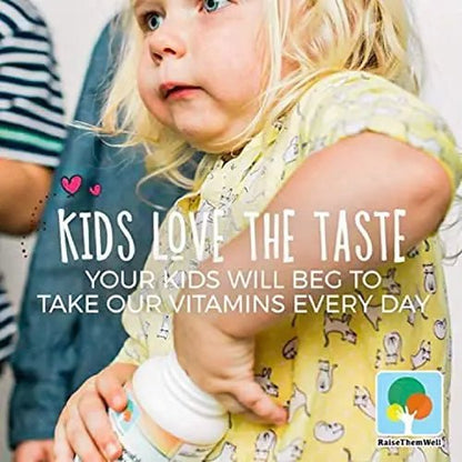 Raise Them Well Tasty Chewable Kids Multivitamin, All-Natural Colors, Flavors & Sweeteners, Daily Essential Vitamins for Children, Easy-to-Chew Vitamins, Strawberry - dailyvitalstore