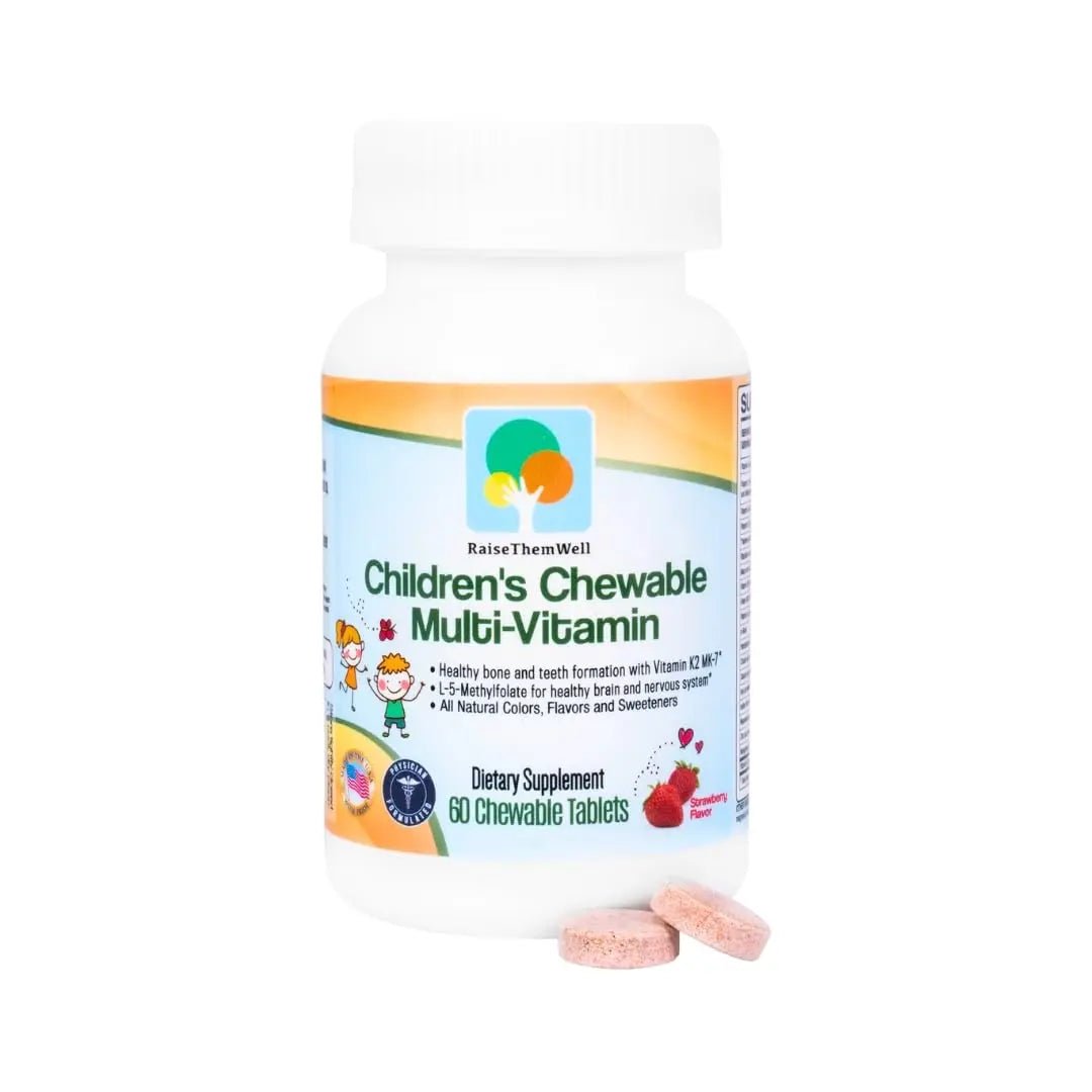 Raise Them Well Tasty Chewable Kids Multivitamin, All-Natural Colors, Flavors & Sweeteners, Daily Essential Vitamins for Children, Easy-to-Chew Vitamins, Strawberry - dailyvitalstore