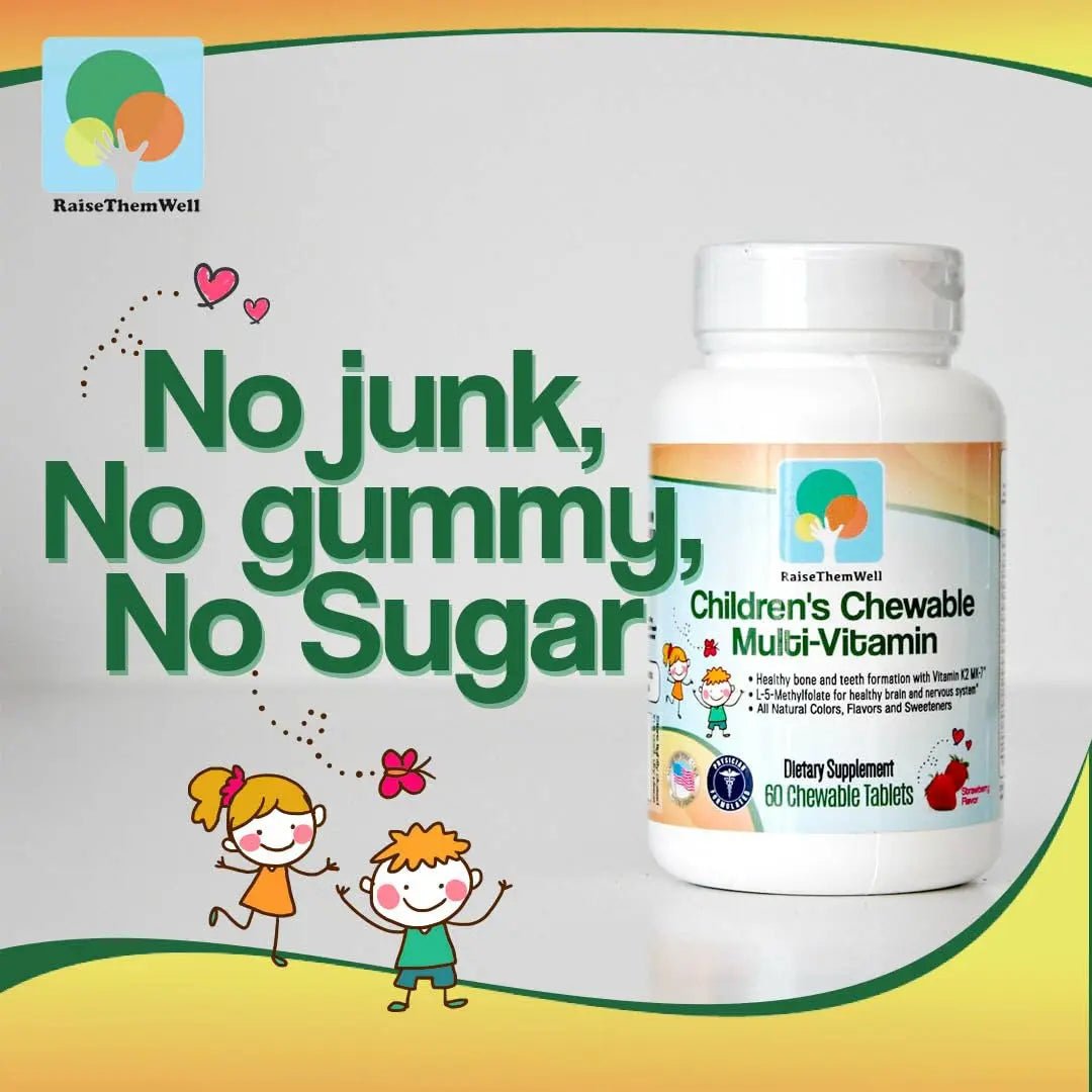 Raise Them Well Tasty Chewable Kids Multivitamin, All-Natural Colors, Flavors & Sweeteners, Daily Essential Vitamins for Children, Easy-to-Chew Vitamins, Strawberry - dailyvitalstore