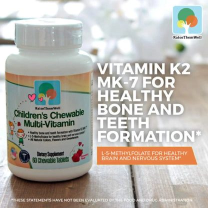 Raise Them Well Tasty Chewable Kids Multivitamin, All-Natural Colors, Flavors & Sweeteners, Daily Essential Vitamins for Children, Easy-to-Chew Vitamins, Strawberry - dailyvitalstore