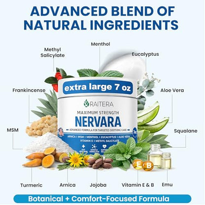 Raitera Neuropathy Cream – Extra Strength for Feet, Hands, Legs, Toes – Advanced Cooling Non-Greasy Fast Absorbing Formula - Natural Ingredients Frankincense, Arnica, Aloe Vera, Turmeric, MSM - dailyvitalstore